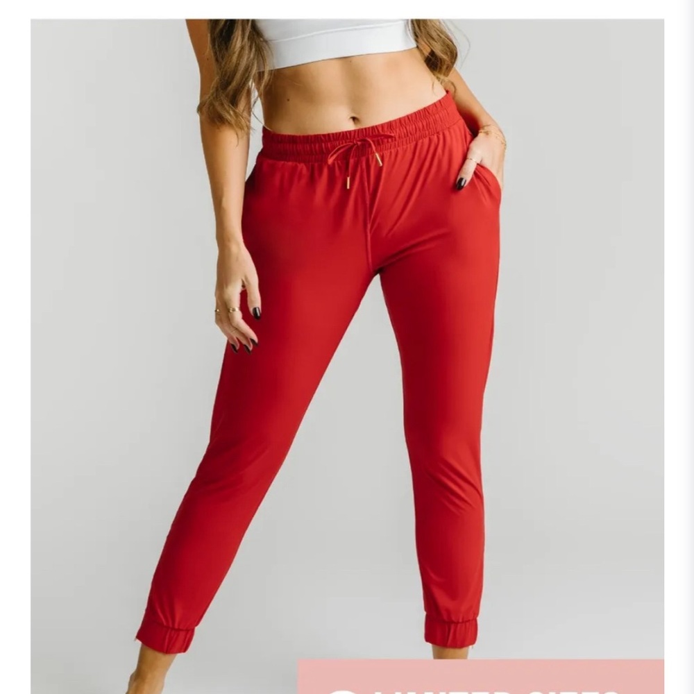 Zyia Red Everywhere Zipper Joggers